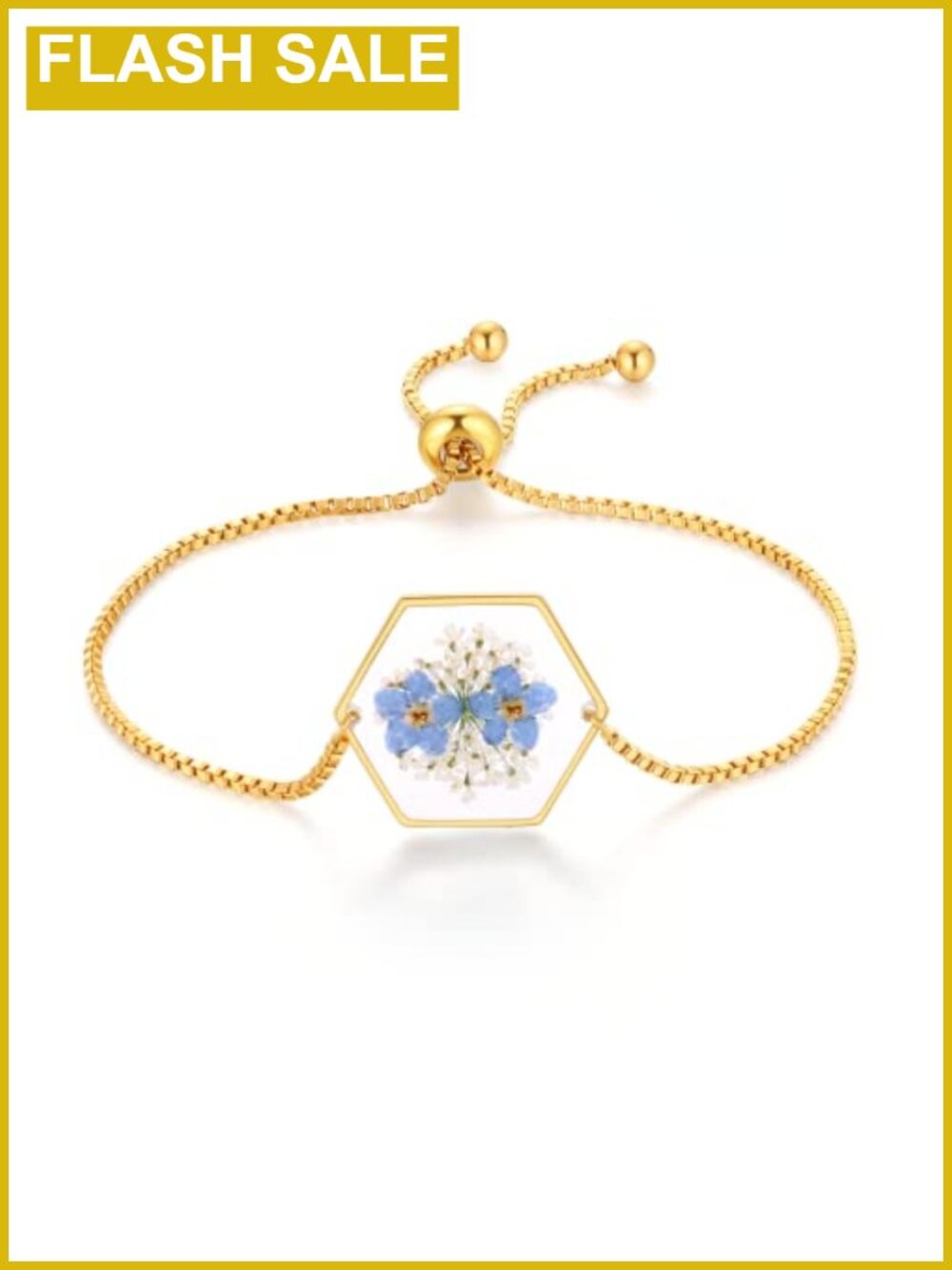 Forget-Me-Not Pressed Flower Bracelet, Handmade Stainless Steel Charm, Gift for